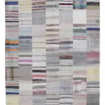 Chaput Patchwork Multi Renk Pamuk Üzerine Yün El Dokuma Kilim-201x299