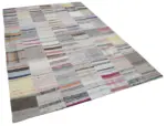 Chaput Patchwork Multi Renk Pamuk Üzerine Yün El Dokuma Kilim-201x299 - Görsel 2
