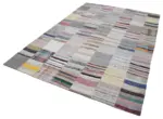 Chaput Patchwork Multi Renk Pamuk Üzerine Yün El Dokuma Kilim-201x299 - Görsel 3
