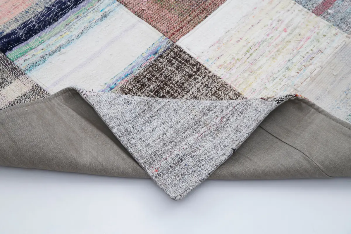Chaput Patchwork Multi Renk Pamuk Üzerine Yün El Dokuma Kilim-214x303 - Görsel 5