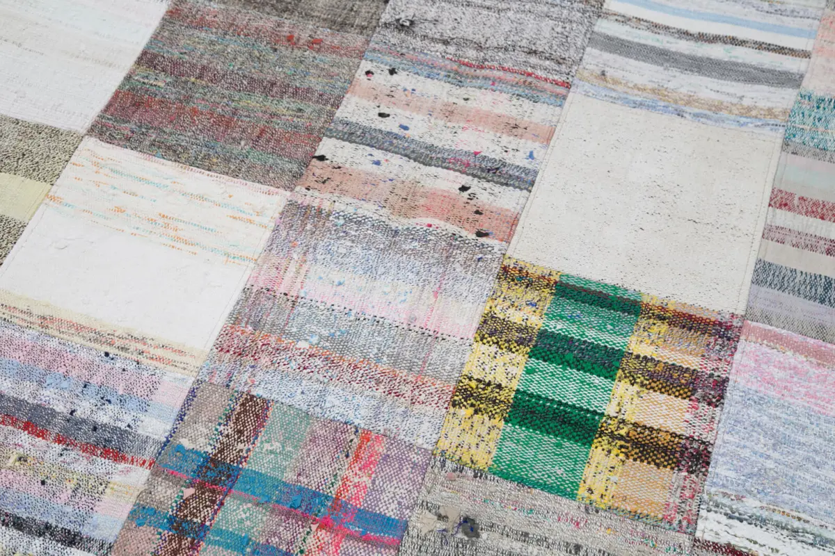 Chaput Patchwork Multi Renk Pamuk Üzerine Yün El Dokuma Kilim-214x303 - Görsel 6