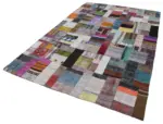 Chaput Patchwork Multi Renk Pamuk Üzerine Yün El Dokuma Kilim-200x300 - Görsel 3