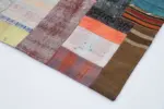 Chaput Patchwork Multi Renk Pamuk Üzerine Yün El Dokuma Kilim-200x300 - Görsel 4