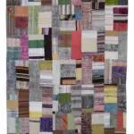 Chaput Patchwork Multi Renk Pamuk Üzerine Yün El Dokuma Kilim-200x300