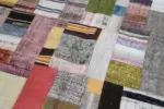 Chaput Patchwork Multi Renk Pamuk Üzerine Yün El Dokuma Kilim-200x300 - Görsel 6
