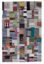 Chaput Patchwork Multi Renk Pamuk Üzerine Yün El Dokuma Kilim-200x300
