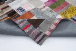 Chaput Patchwork Multi Renk Pamuk Üzerine Yün El Dokuma Kilim-200x300 - Görsel 5