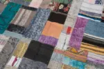 Chaput Patchwork Multi Renk Pamuk Üzerine Yün El Dokuma Kilim-200x300 - Görsel 6