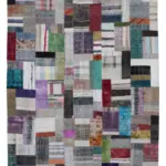 Chaput Patchwork Multi Renk Pamuk Üzerine Yün El Dokuma Kilim-201x305