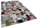Chaput Patchwork Multi Renk Pamuk Üzerine Yün El Dokuma Kilim-200x305 - Görsel 2