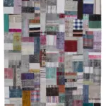 Chaput Patchwork Multi Renk Pamuk Üzerine Yün El Dokuma Kilim-200x295