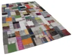 Chaput Patchwork Multi Renk Pamuk Üzerine Yün El Dokuma Kilim-200x295 - Görsel 2