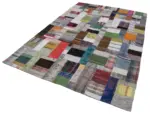 Chaput Patchwork Multi Renk Pamuk Üzerine Yün El Dokuma Kilim-200x295 - Görsel 3