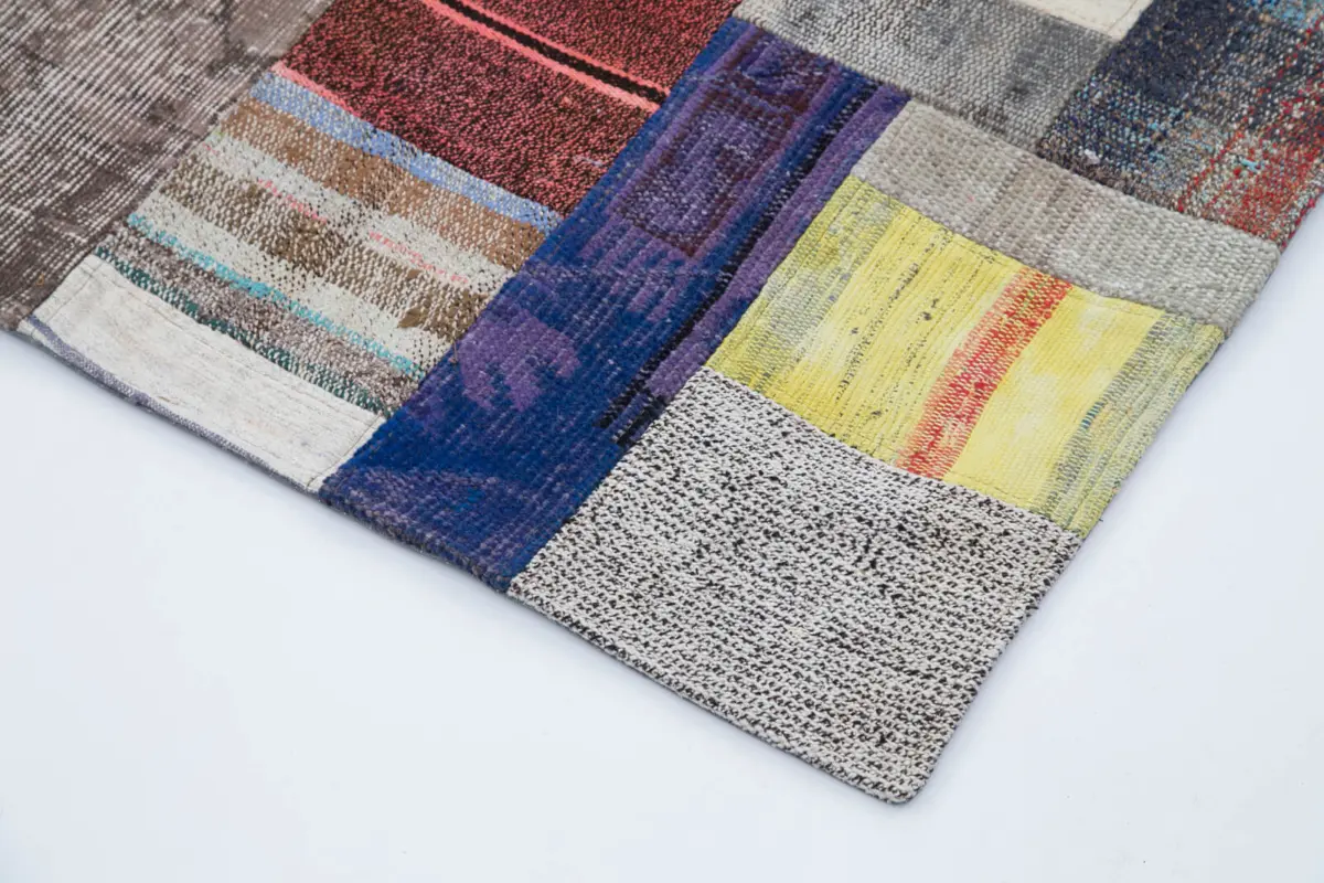 Chaput Patchwork Multi Renk Pamuk Üzerine Yün El Dokuma Kilim-200x295 - Görsel 4