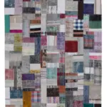 Chaput Patchwork Multi Renk Pamuk Üzerine Yün El Dokuma Kilim-198x300