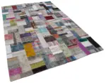 Chaput Patchwork Multi Renk Pamuk Üzerine Yün El Dokuma Kilim-198x300 - Görsel 2