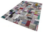 Chaput Patchwork Multi Renk Pamuk Üzerine Yün El Dokuma Kilim-198x300 - Görsel 3