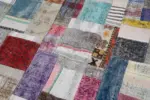Chaput Patchwork Multi Renk Pamuk Üzerine Yün El Dokuma Kilim-198x300 - Görsel 6