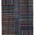 Chaput Patchwork Multi Renk Pamuk Üzerine Yün El Dokuma Kilim-210x300