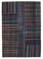 Chaput Patchwork Multi Renk Pamuk Üzerine Yün El Dokuma Kilim-210x300