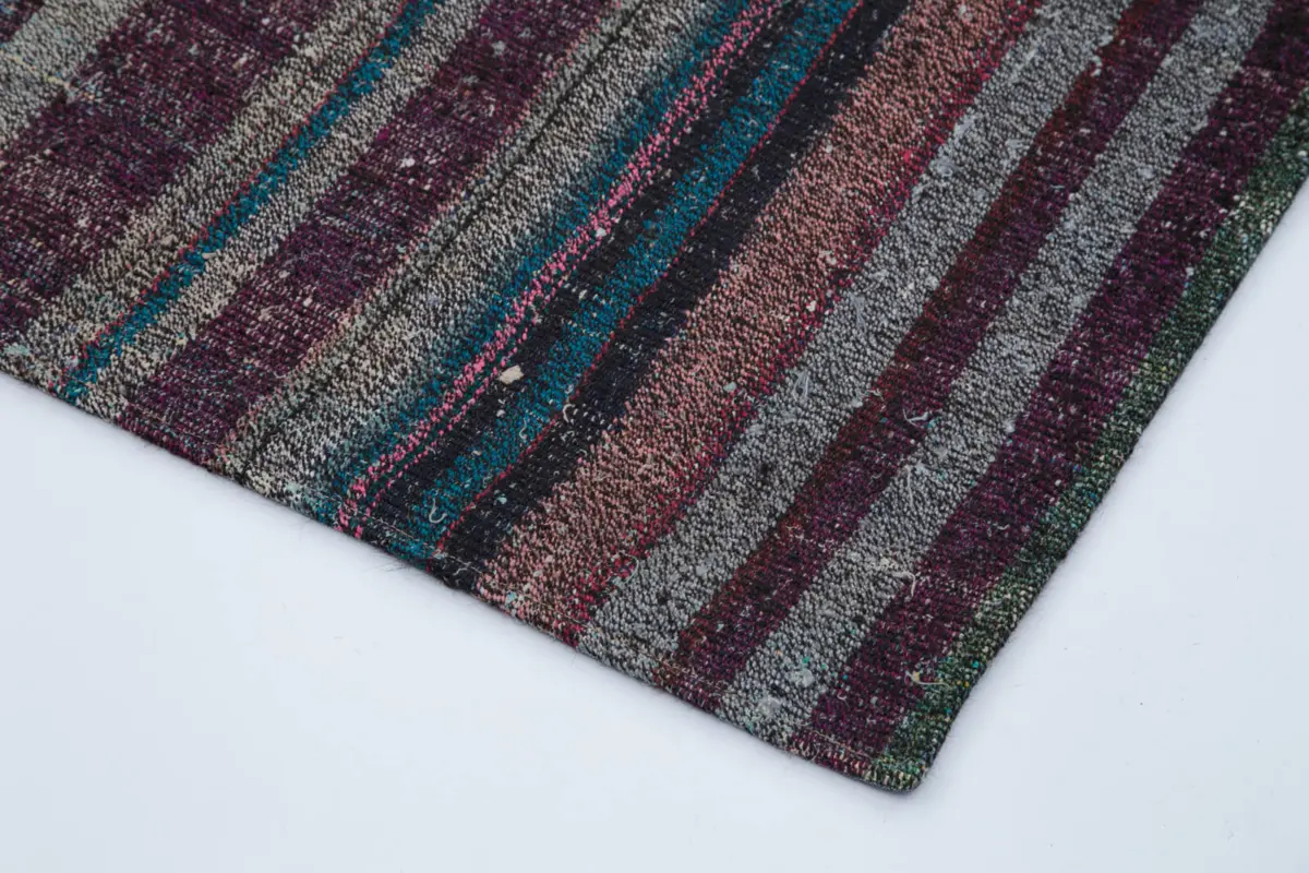 Chaput Patchwork Multi Renk Pamuk Üzerine Yün El Dokuma Kilim-210x300 - Görsel 4