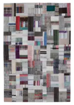 Chaput Patchwork Multi Renk Pamuk Üzerine Yün El Dokuma Kilim-209x306