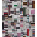 Chaput Patchwork Multi Renk Pamuk Üzerine Yün El Dokuma Kilim-205x306