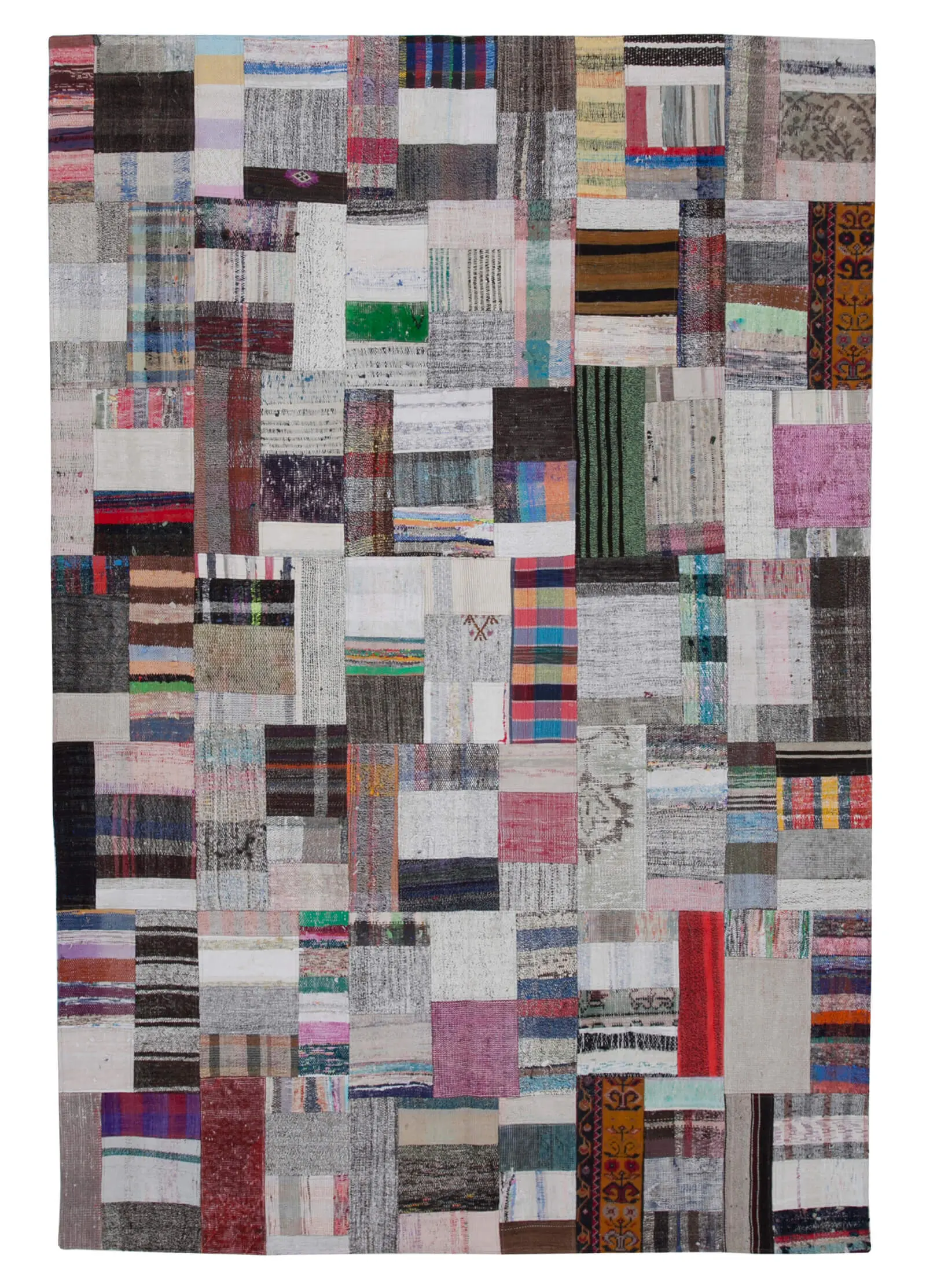 Rc_30245_1_Multicolor_Oriental_Kilim_Patchwork_Rugs Chaput Patchwork Multi Renk Pamuk Üzerine Yün El Dokuma Kilim-205x306 - Görsel 1