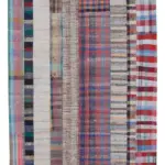 Chaput Patchwork Multi Renk Pamuk Üzerine Yün El Dokuma Kilim-198x302
