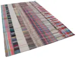 Chaput Patchwork Multi Renk Pamuk Üzerine Yün El Dokuma Kilim-198x302 - Görsel 2