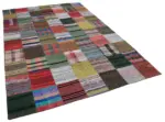 Chaput Patchwork Multi Renk Pamuk Üzerine Yün El Dokuma Kilim-209x302 - Görsel 2