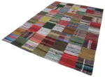 Chaput Patchwork Multi Renk Pamuk Üzerine Yün El Dokuma Kilim-209x302 - Görsel 3