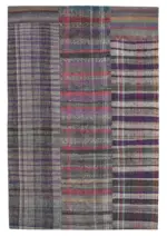 Chaput Patchwork Multi Renk Pamuk Üzerine Yün El Dokuma Kilim-205x304