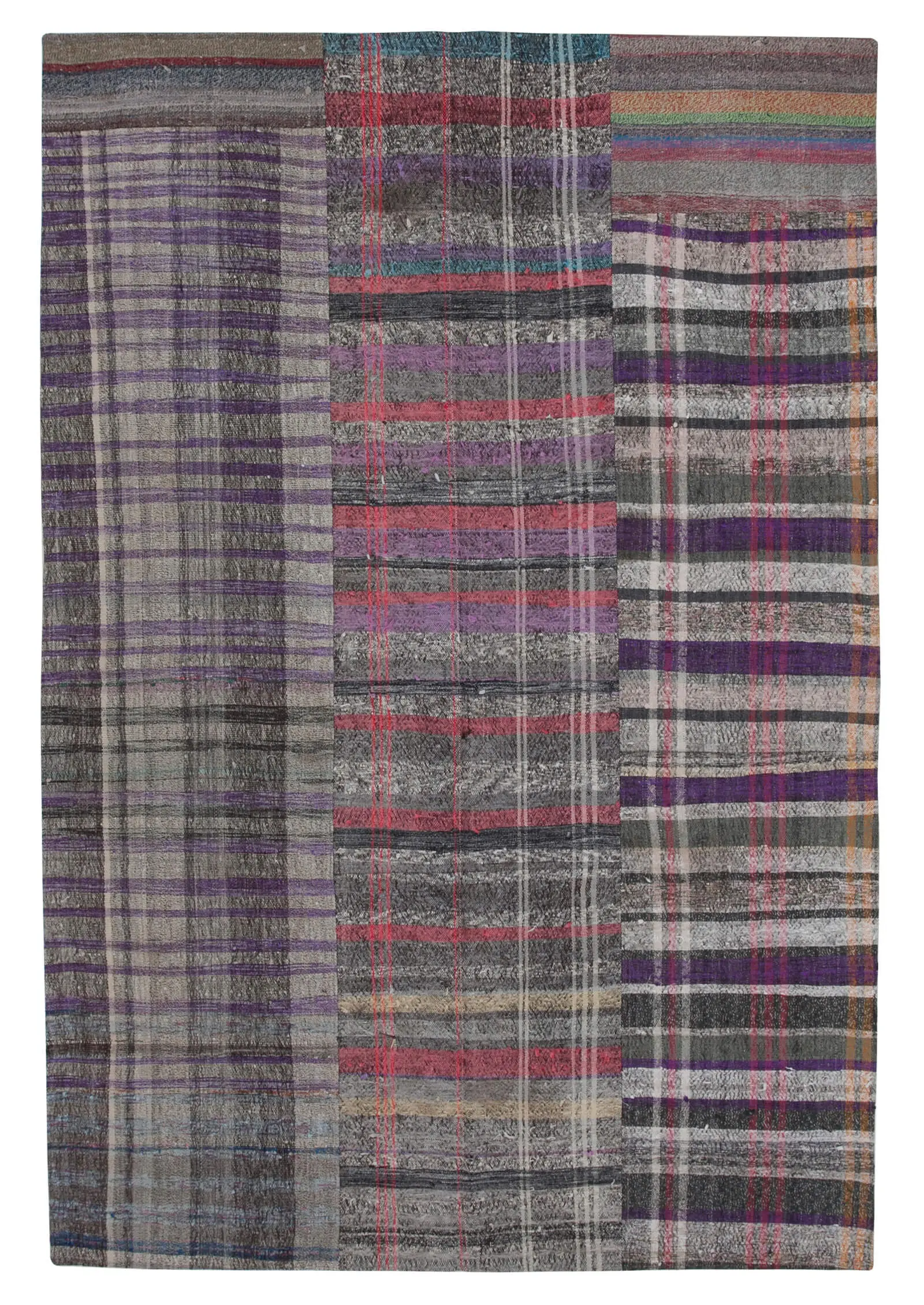 Rc_30248_1_Multicolor_Oriental_Kilim_Patchwork_Rugs Chaput Patchwork Multi Renk Pamuk Üzerine Yün El Dokuma Kilim-205x304 - Görsel 1