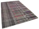 Chaput Patchwork Multi Renk Pamuk Üzerine Yün El Dokuma Kilim-205x304 - Görsel 2