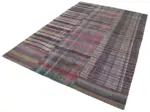 Chaput Patchwork Multi Renk Pamuk Üzerine Yün El Dokuma Kilim-205x304 - Görsel 3