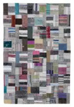 Chaput Patchwork Multi Renk Pamuk Üzerine Yün El Dokuma Kilim-200x304
