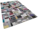 Chaput Patchwork Multi Renk Pamuk Üzerine Yün El Dokuma Kilim-200x304 - Görsel 2