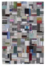 Chaput Patchwork Multi Renk Pamuk Üzerine Yün El Dokuma Kilim-200x300