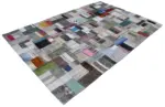 Chaput Patchwork Multi Renk Pamuk Üzerine Yün El Dokuma Kilim-200x300 - Görsel 3