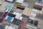 Chaput Patchwork Multi Renk Pamuk Üzerine Yün El Dokuma Kilim-200x300 - Görsel 6