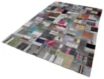 Chaput Patchwork Multi Renk Pamuk Üzerine Yün El Dokuma Kilim-200x301 - Görsel 3