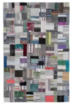 Chaput Patchwork Multi Renk Pamuk Üzerine Yün El Dokuma Kilim-200x304