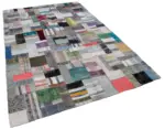 Chaput Patchwork Multi Renk Pamuk Üzerine Yün El Dokuma Kilim-200x304 - Görsel 2