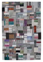 Chaput Patchwork Multi Renk Pamuk Üzerine Yün El Dokuma Kilim-200x300