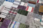 Chaput Patchwork Multi Renk Pamuk Üzerine Yün El Dokuma Kilim-200x300 - Görsel 6