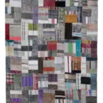 Chaput Patchwork Multi Renk Pamuk Üzerine Yün El Dokuma Kilim-199x302