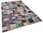 Chaput Patchwork Multi Renk Pamuk Üzerine Yün El Dokuma Kilim-199x302 - Görsel 2