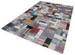 Chaput Patchwork Multi Renk Pamuk Üzerine Yün El Dokuma Kilim-199x302 - Görsel 3