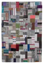 Chaput Patchwork Multi Renk Pamuk Üzerine Yün El Dokuma Kilim-200x303
